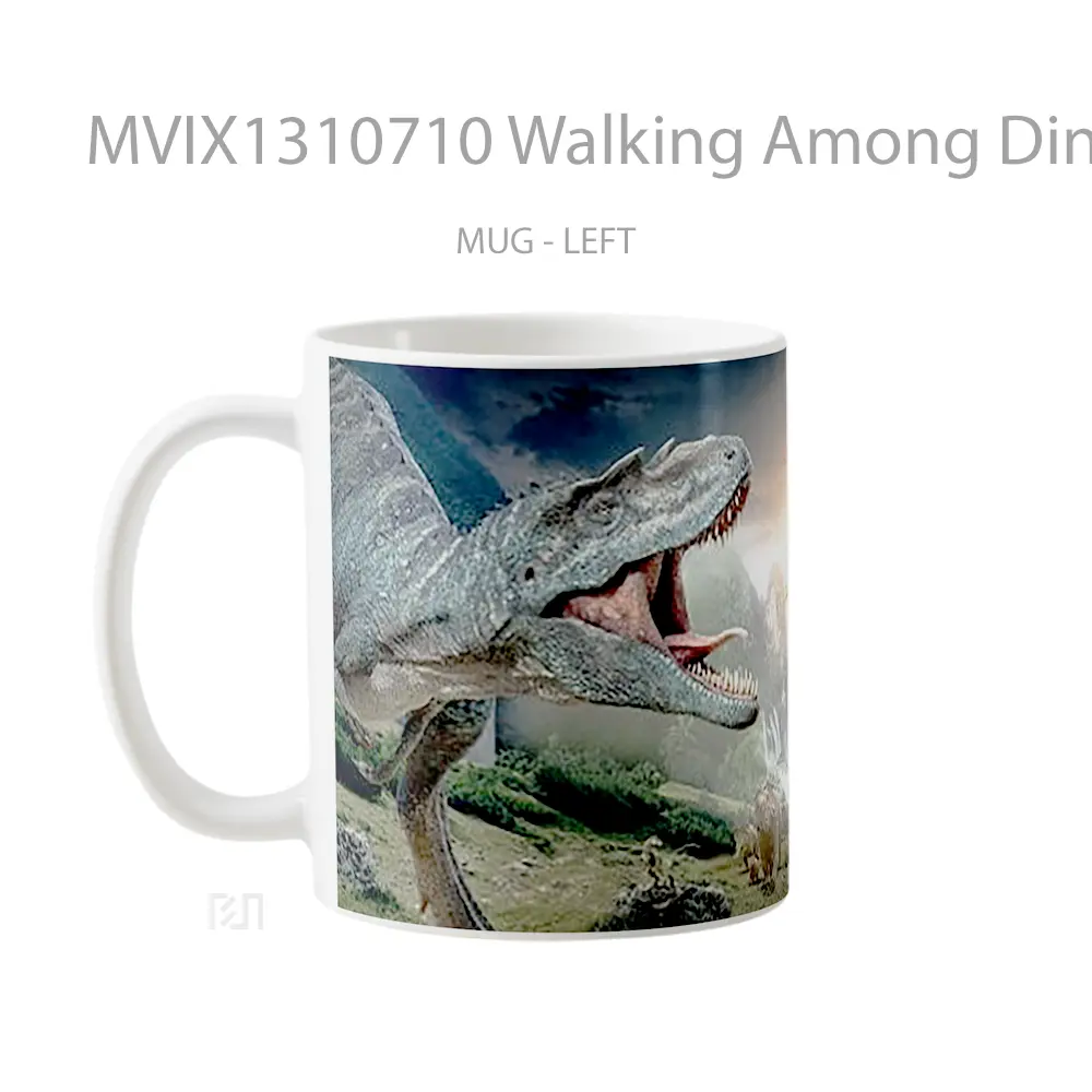 Mug Walking Among Dinosaurs Gelas Keramik Unik - All-side / Desain