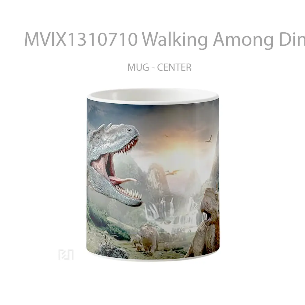 Mug Walking Among Dinosaurs Gelas Keramik Unik