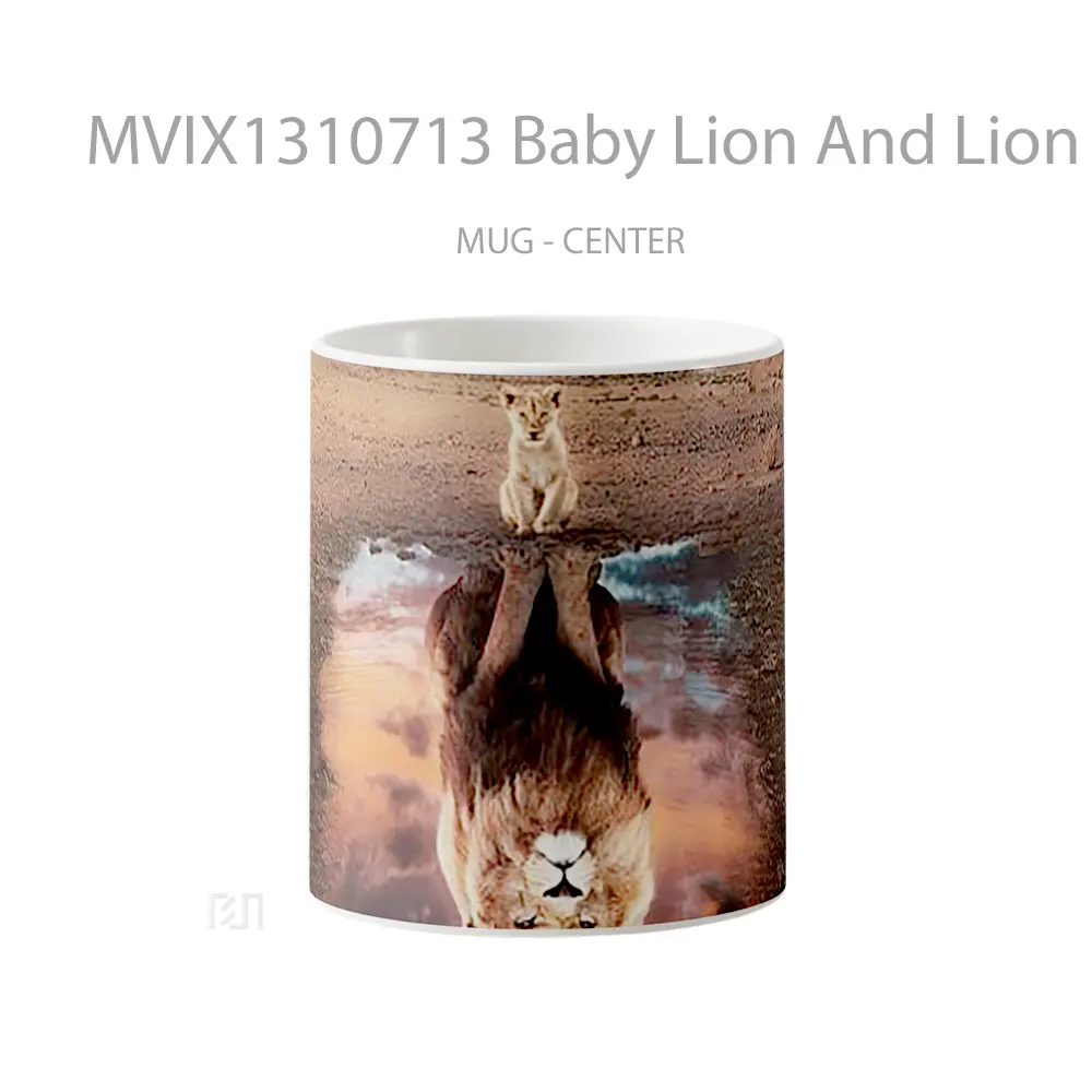 Mug Baby Lion And Lion Gelas Hewan Lucu