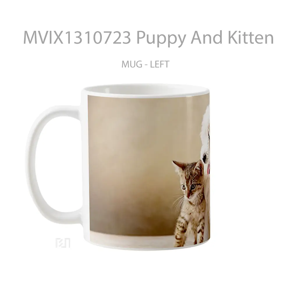 Mug Puppy And Kitten Gelas Hewan Lucu - All-side / Desain