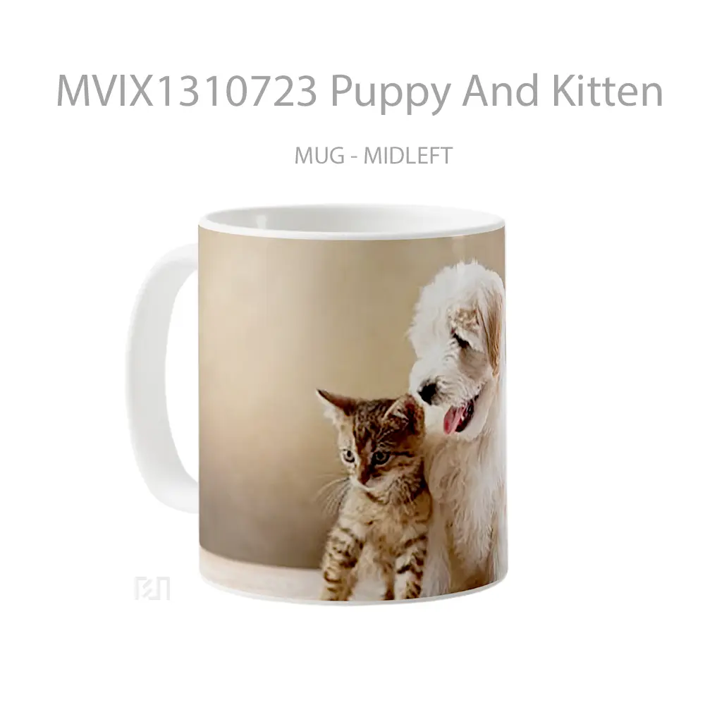 Mug Puppy And Kitten Gelas Hewan Lucu - All-side / Desain