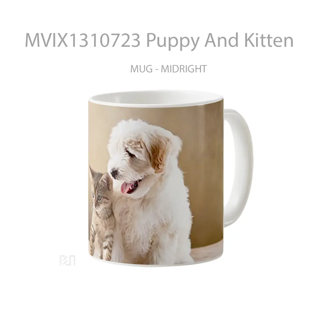 Mug Puppy And Kitten Gelas Hewan Lucu - All-side / Desain