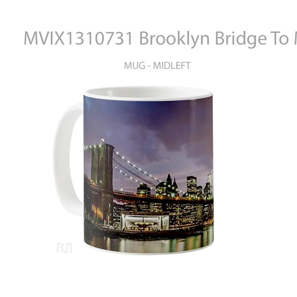 Mug Brooklyn Bridge To Manhattan Gelas Keramik Unik - All-side / Desain