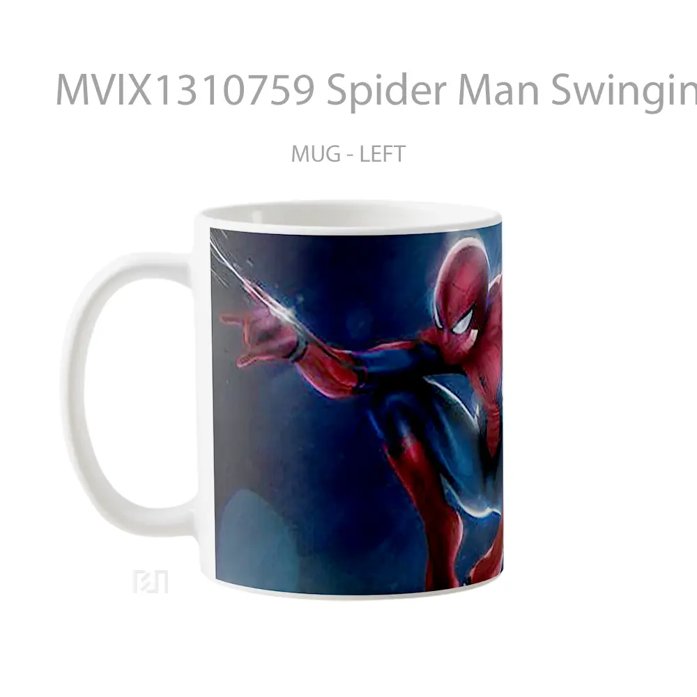 Mug Spider Man Swinging Through The Rain Gelas Superhero - All-side / Desain