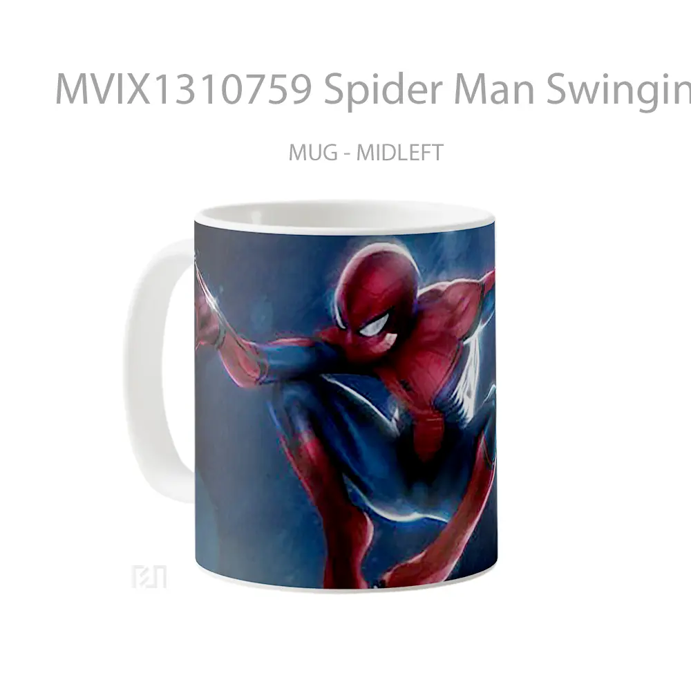 Mug Spider Man Swinging Through The Rain Gelas Superhero - All-side / Desain