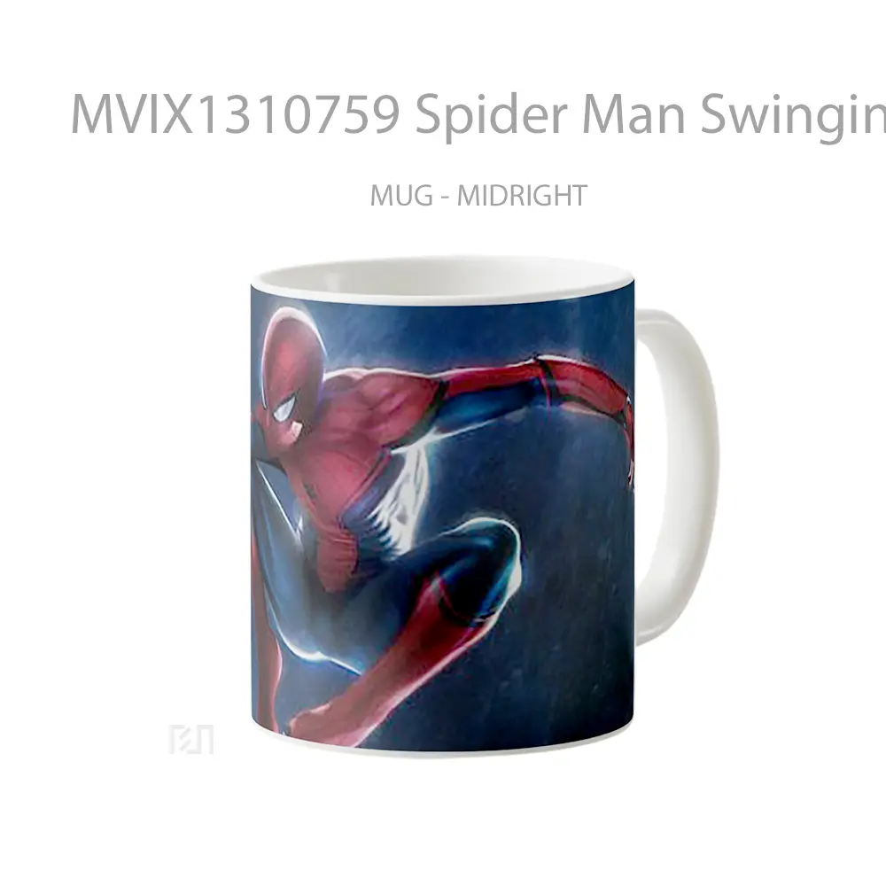 Mug Spider Man Swinging Through The Rain Gelas Superhero - All-side / Desain
