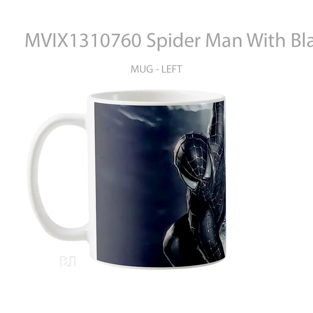 Mug Spider Man With Black Suit Gelas Superhero - All-side / Desain