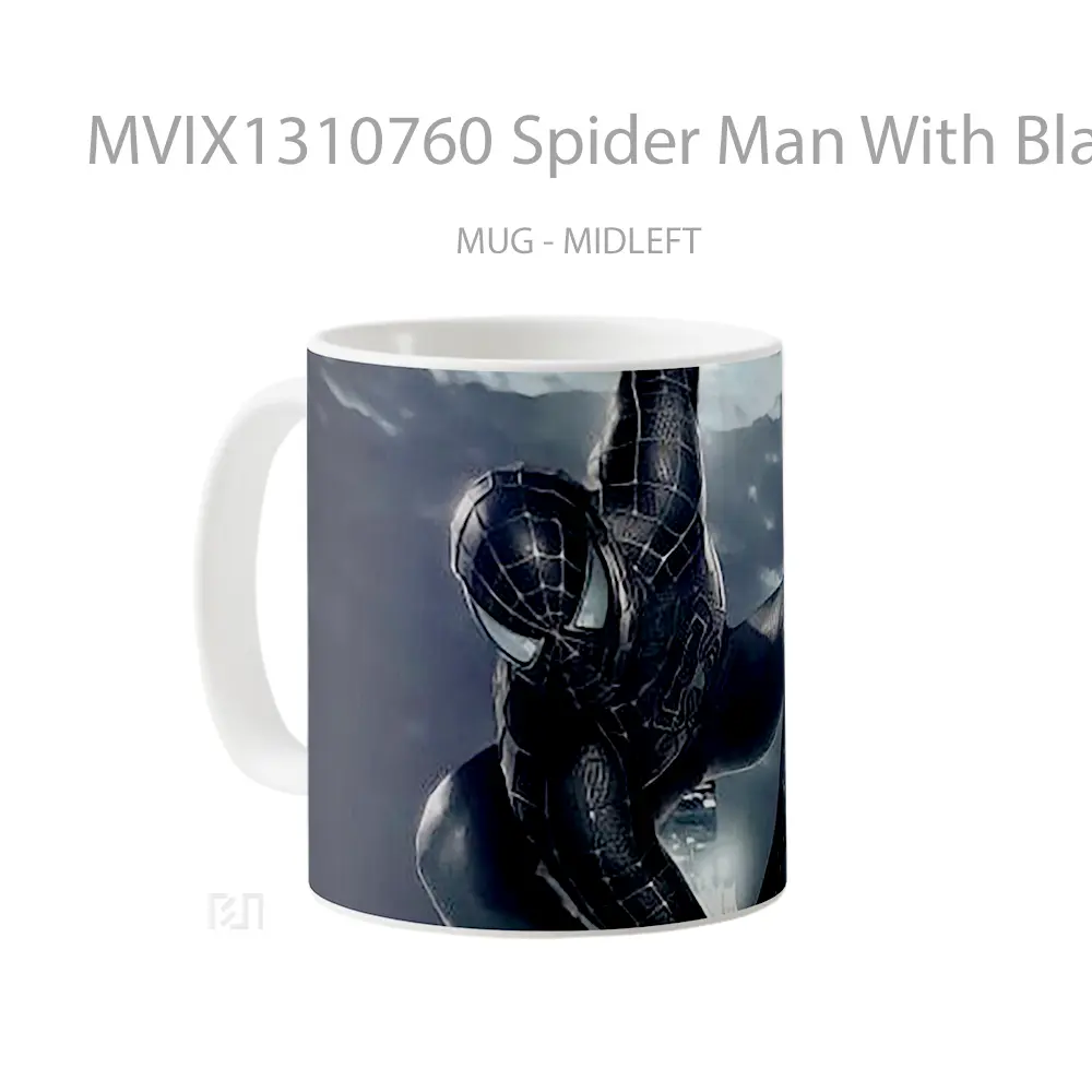 Mug Spider Man With Black Suit Gelas Superhero - All-side / Desain