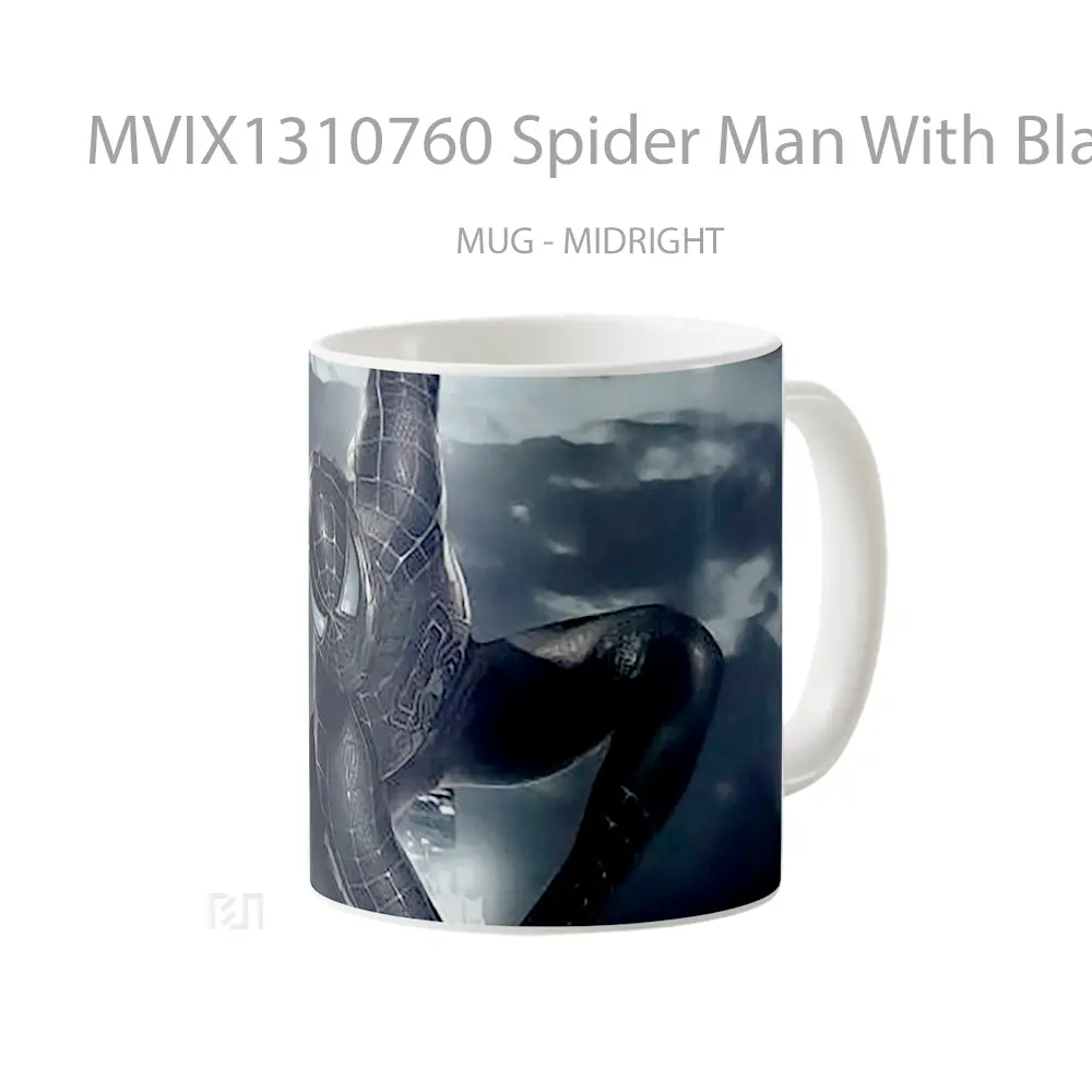 Mug Spider Man With Black Suit Gelas Superhero - All-side / Desain