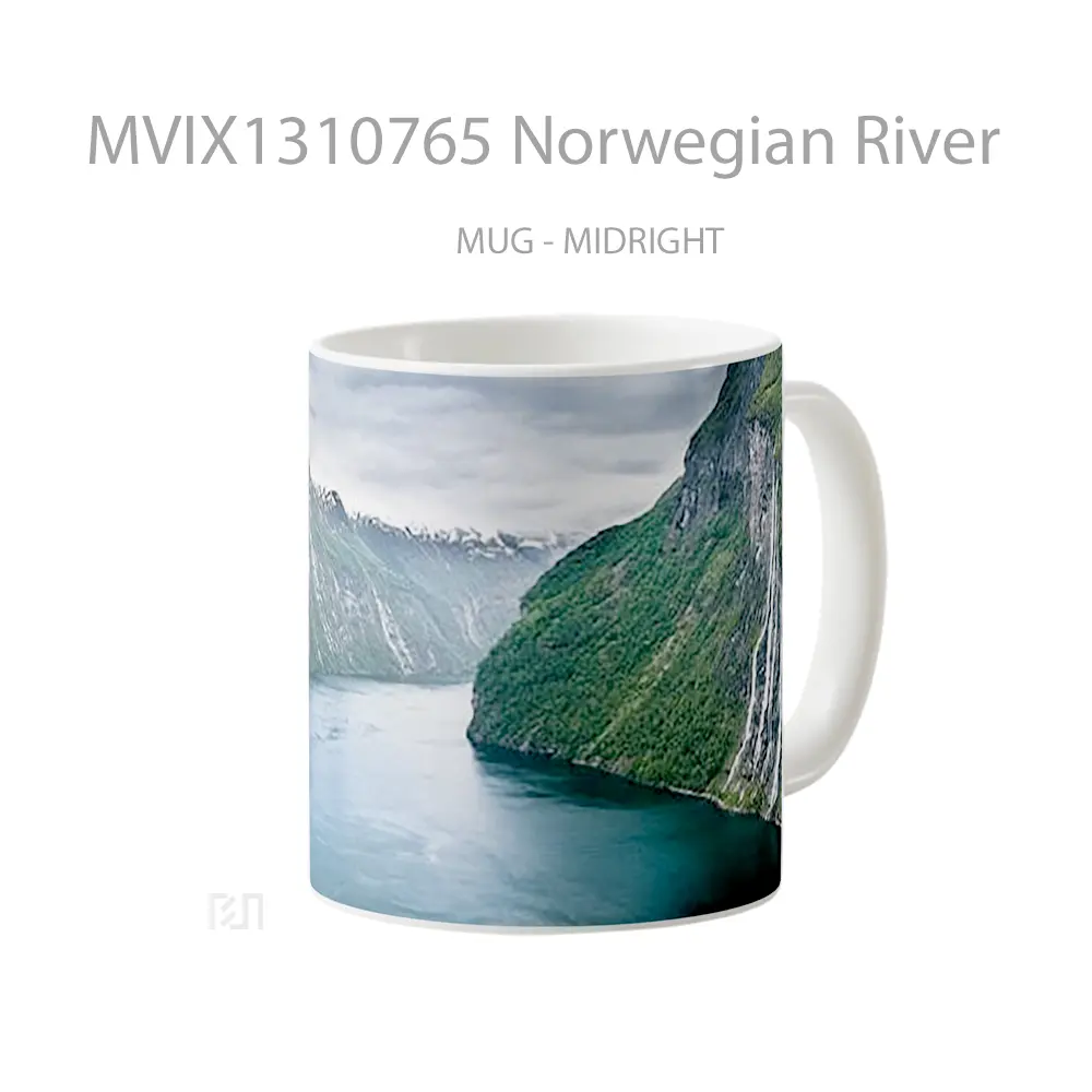 Mug Norwegian River Gelas Pemandangan Alam - All-side / Desain