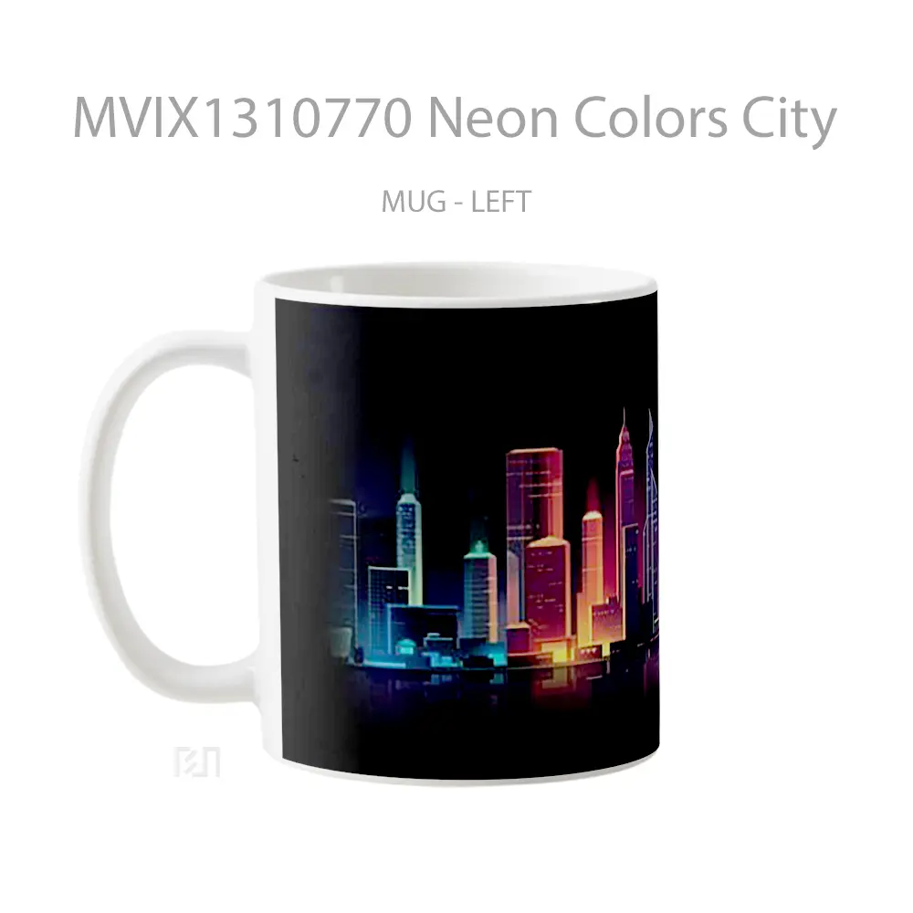 Mug Neon Colors City Gelas Keramik Unik - All-side / Desain