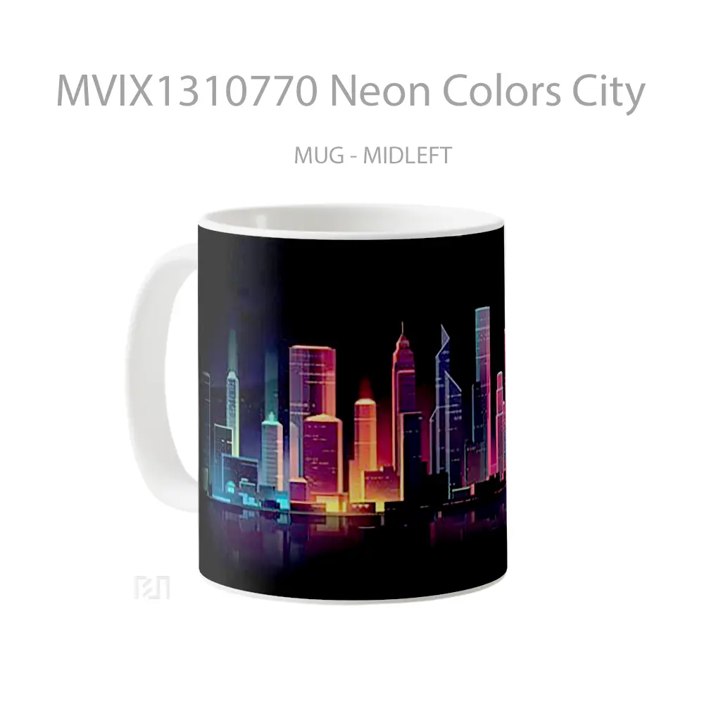 Mug Neon Colors City Gelas Keramik Unik - All-side / Desain