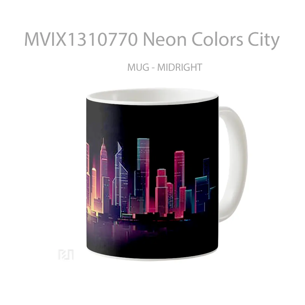 Mug Neon Colors City Gelas Keramik Unik - All-side / Desain