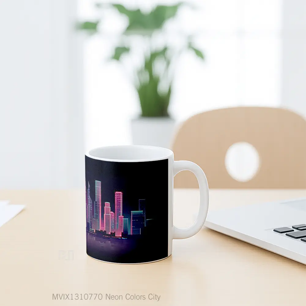 Mug Neon Colors City Gelas Keramik Unik - All-side / Desain