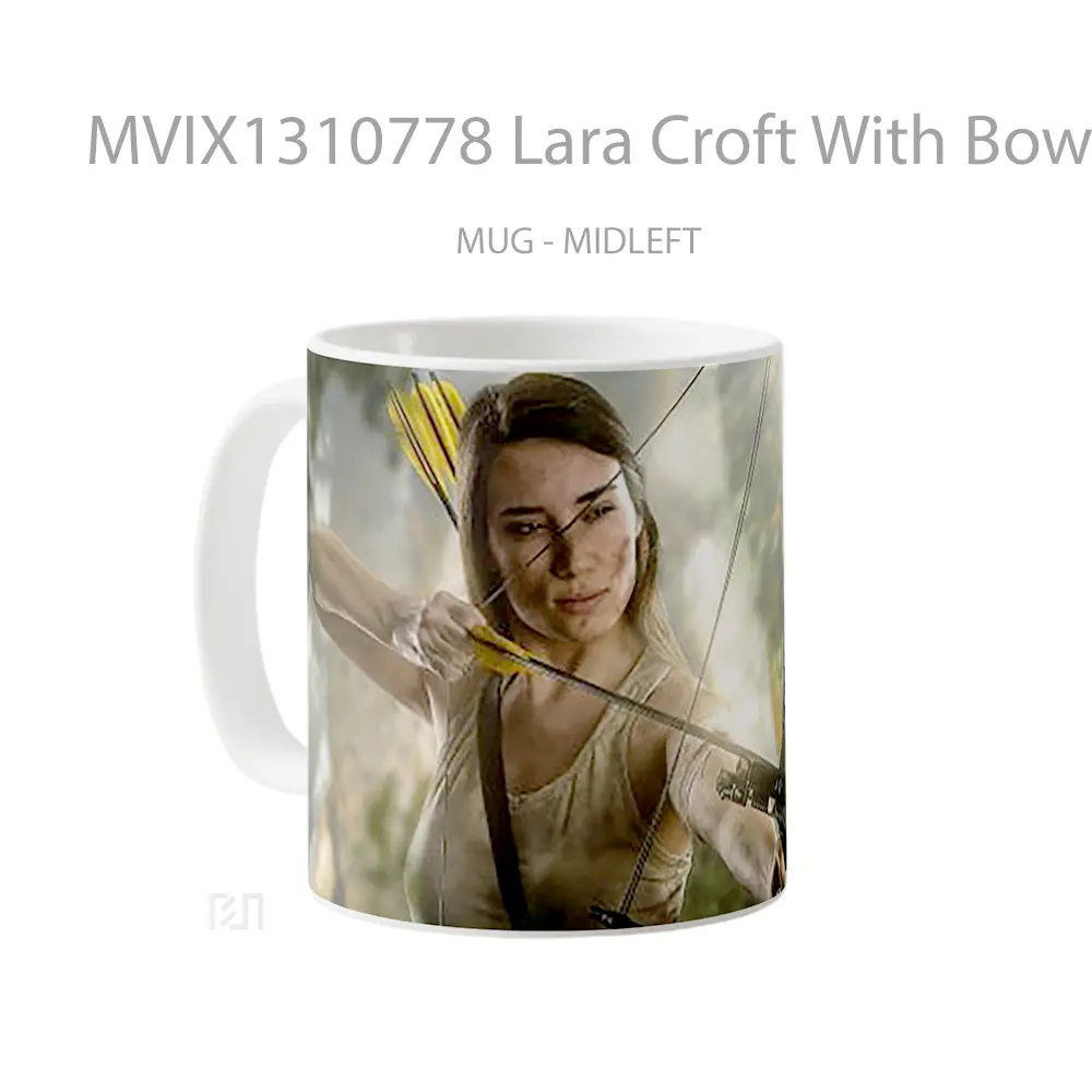 Mug Lara Croft With Bow And Arrow Gelas Keramik Unik - All-side / Desain