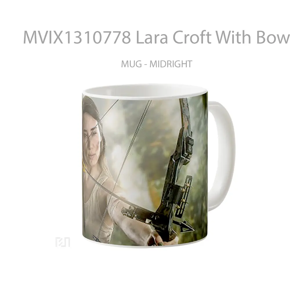 Mug Lara Croft With Bow And Arrow Gelas Keramik Unik - All-side / Desain
