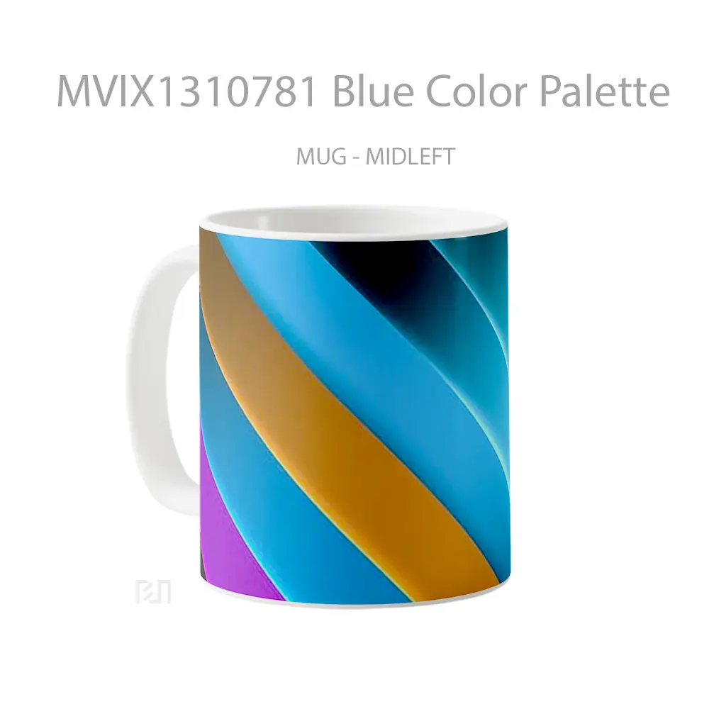 Mug Blue Color Palette Gelas Keramik Unik - All-side / Desain