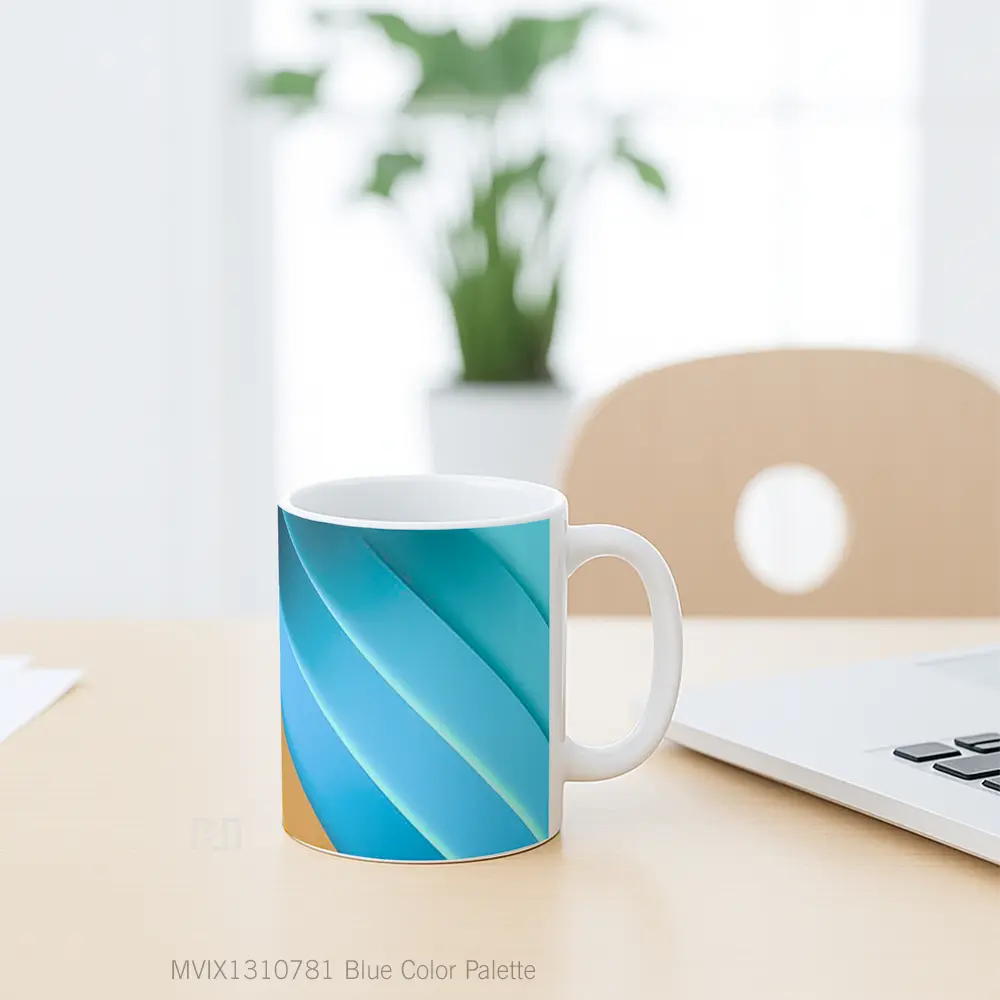 Mug Blue Color Palette Gelas Keramik Unik - All-side / Desain