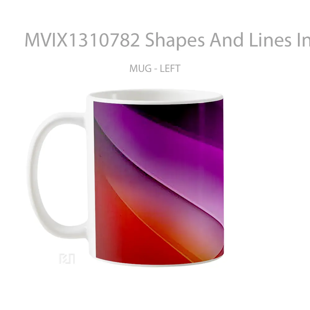Mug Shapes And Lines In Red And Purple Gelas Keramik Unik - All-side / Desain