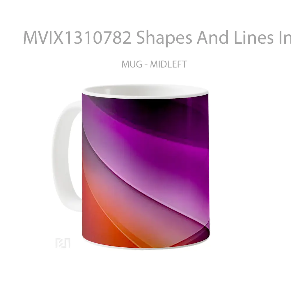 Mug Shapes And Lines In Red And Purple Gelas Keramik Unik - All-side / Desain