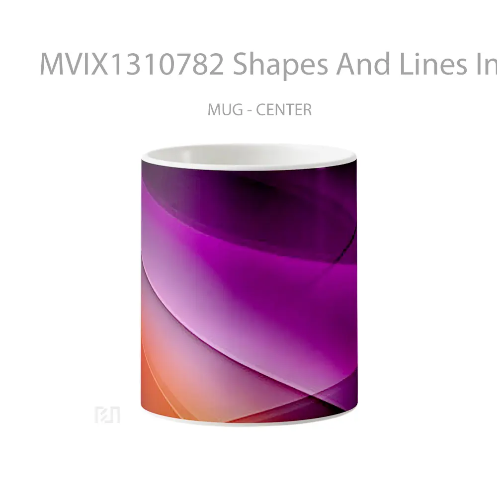 Mug Shapes And Lines In Red And Purple Gelas Keramik Unik