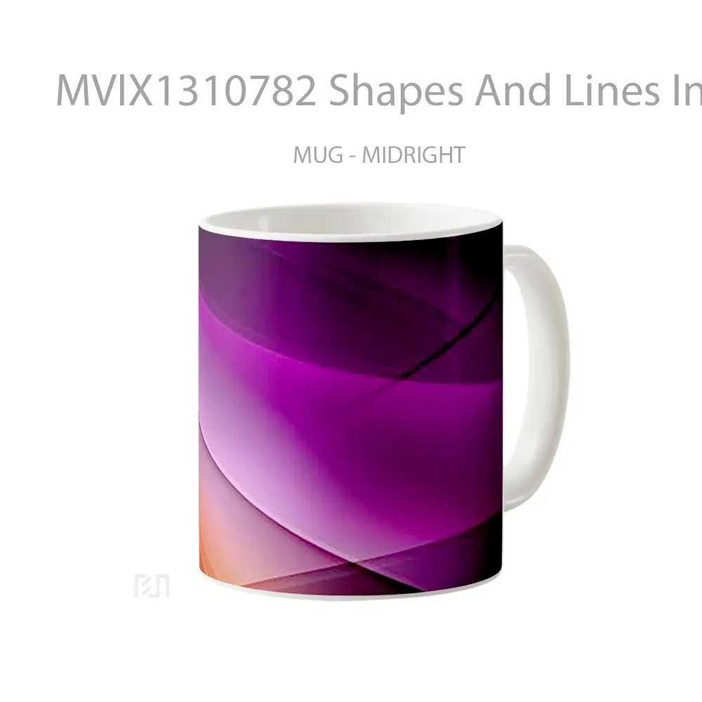 Mug Shapes And Lines In Red And Purple Gelas Keramik Unik - All-side / Desain