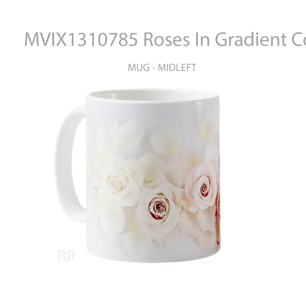 Mug Roses In Gradient Colors Gelas Keramik Unik - All-side / Desain