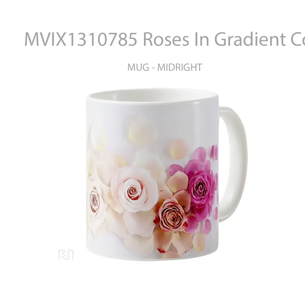 Mug Roses In Gradient Colors Gelas Keramik Unik - All-side / Desain