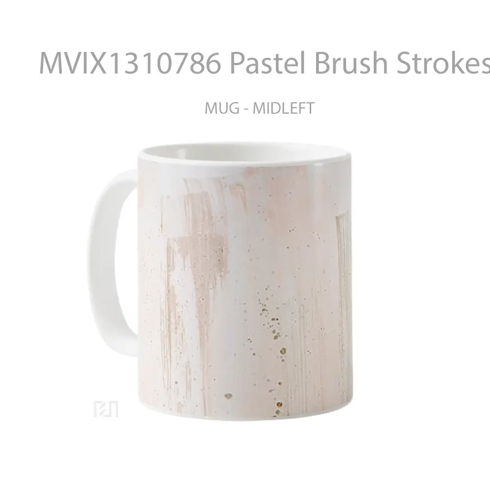 Mug Pastel Brush Strokes Gelas Keramik Unik - All-side / Desain