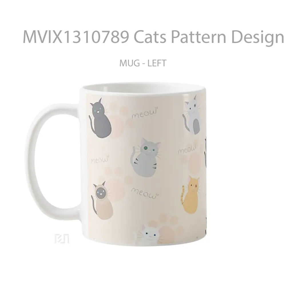 Mug Cats Pattern Design Gelas Hewan Lucu - All-side / Desain