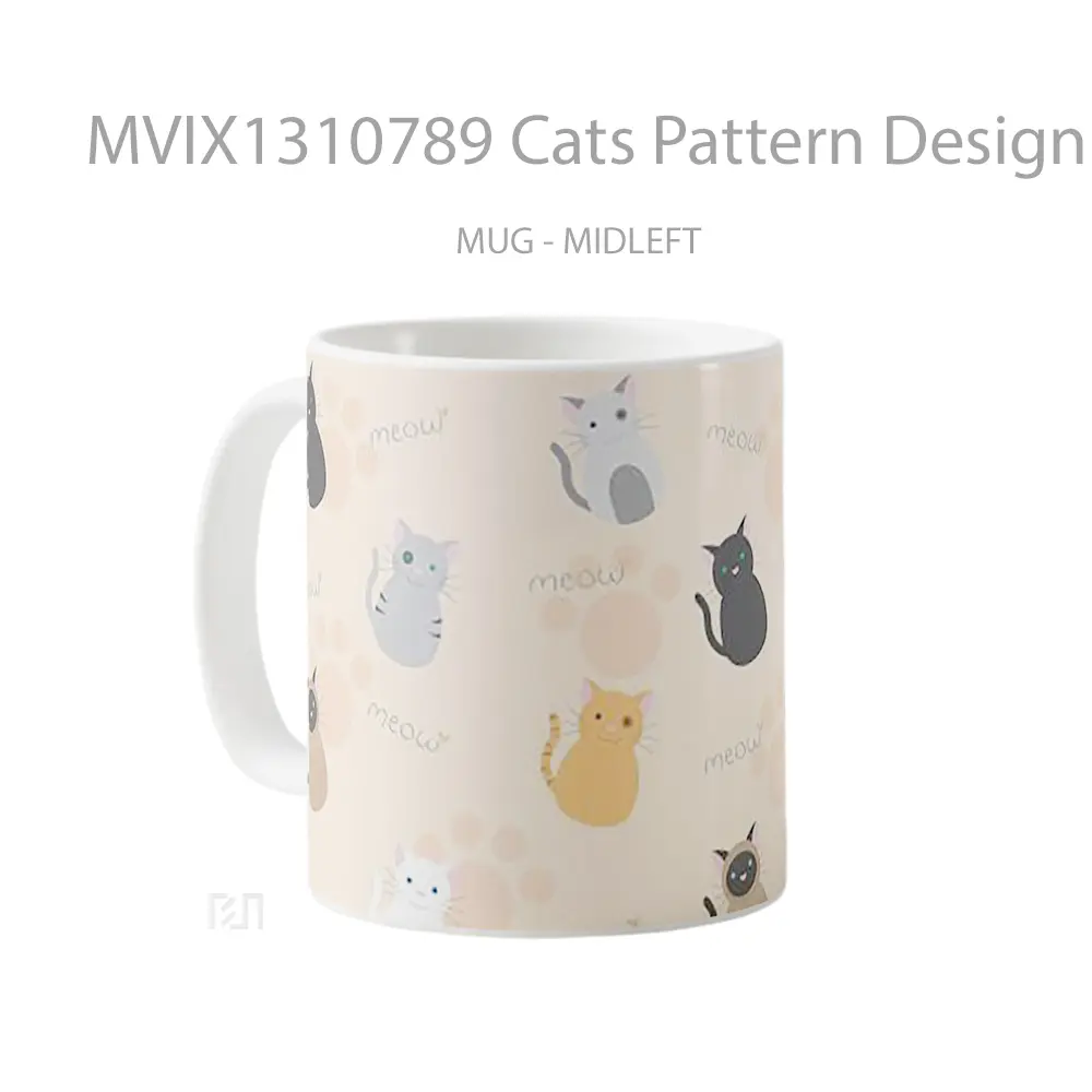 Mug Cats Pattern Design Gelas Hewan Lucu - All-side / Desain