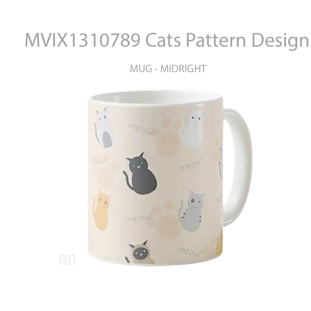 Mug Cats Pattern Design Gelas Hewan Lucu - All-side / Desain