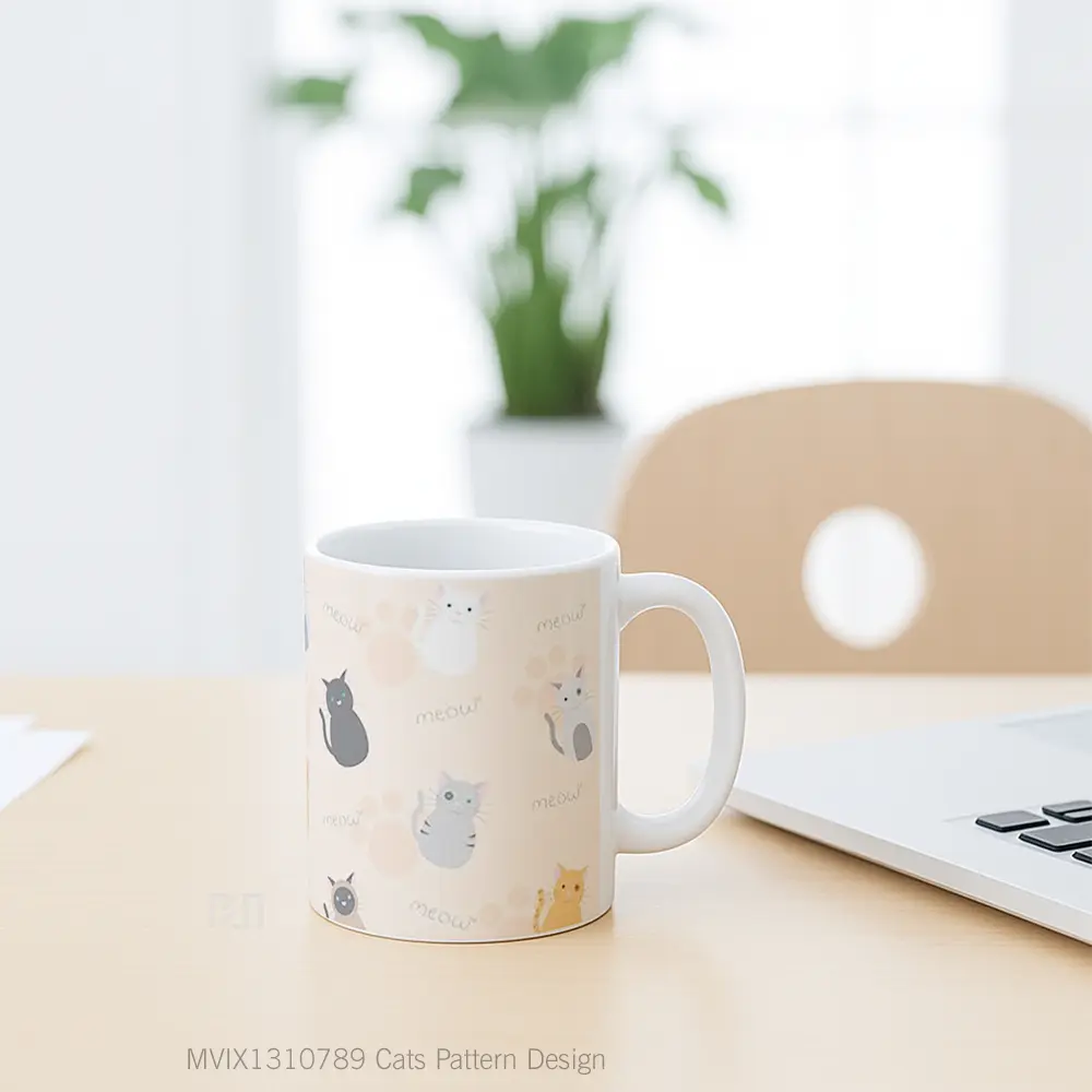Mug Cats Pattern Design Gelas Hewan Lucu - All-side / Desain