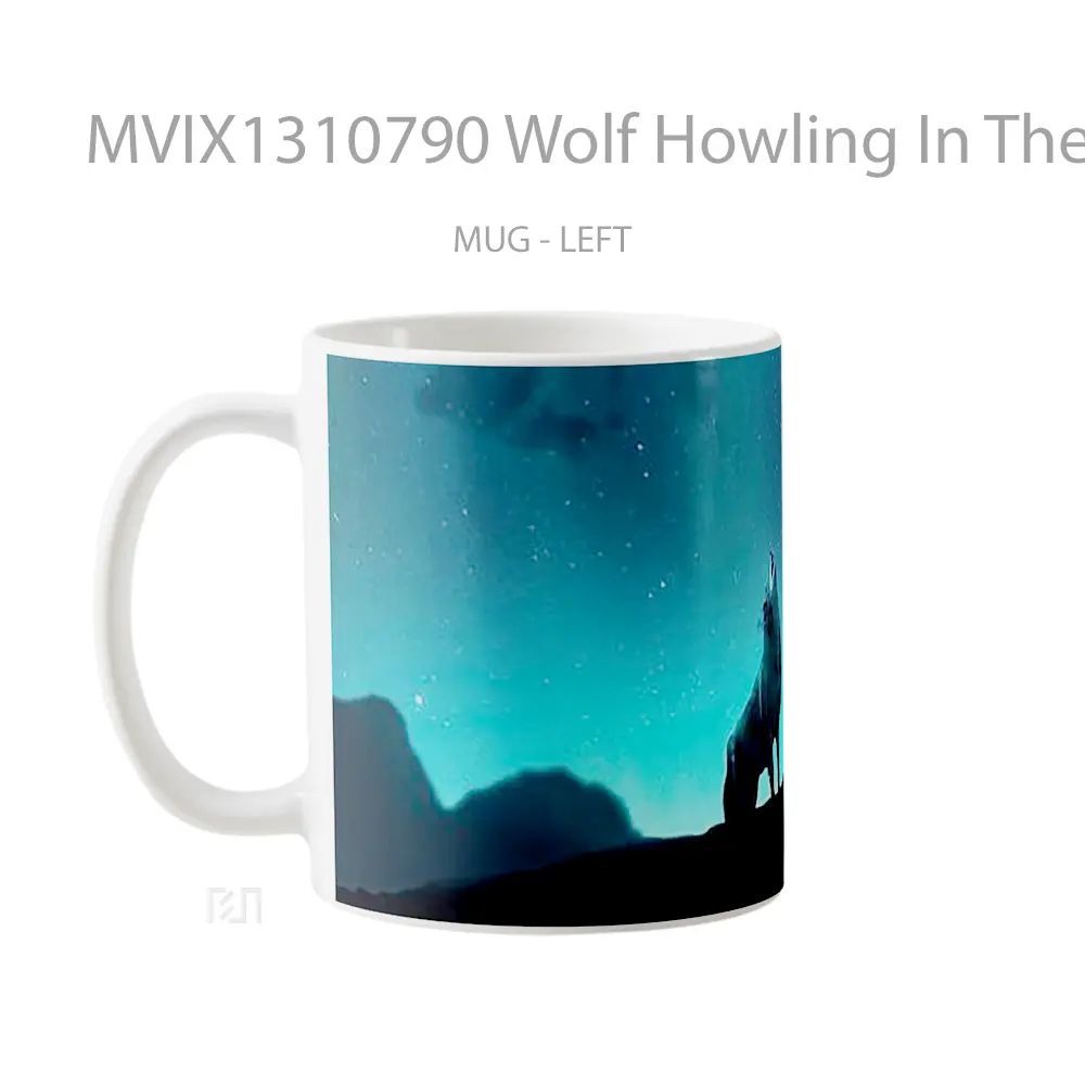 Mug Wolf Howling In The Stars Gelas Hewan Lucu - All-side / Desain