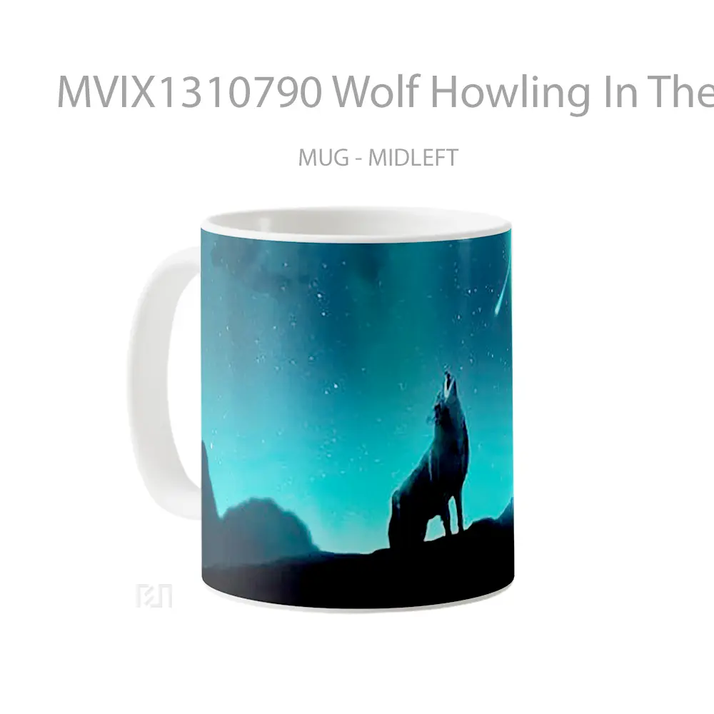 Mug Wolf Howling In The Stars Gelas Hewan Lucu - All-side / Desain