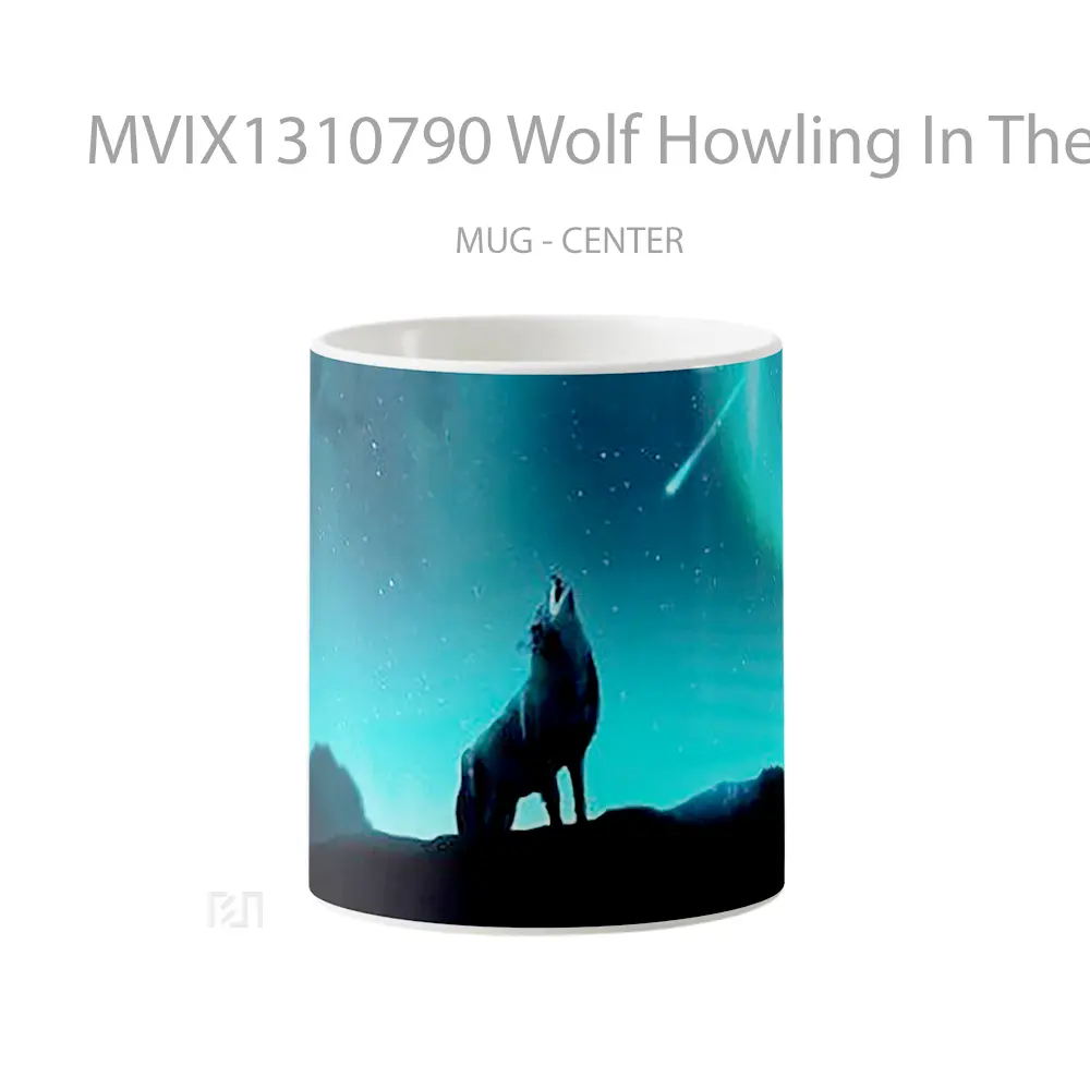 Mug Wolf Howling In The Stars Gelas Hewan Lucu
