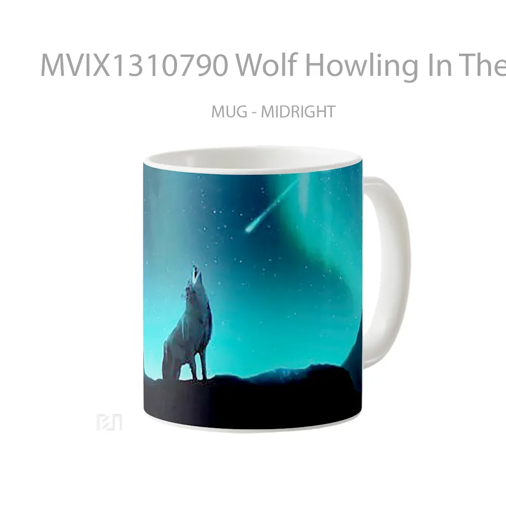 Mug Wolf Howling In The Stars Gelas Hewan Lucu - All-side / Desain