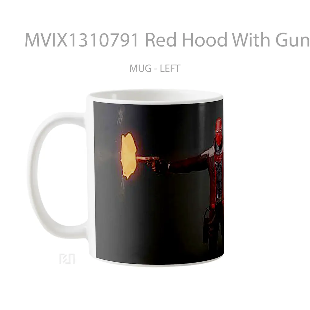 Mug Red Hood With Guns In Both Hands Gelas Superhero - All-side / Desain