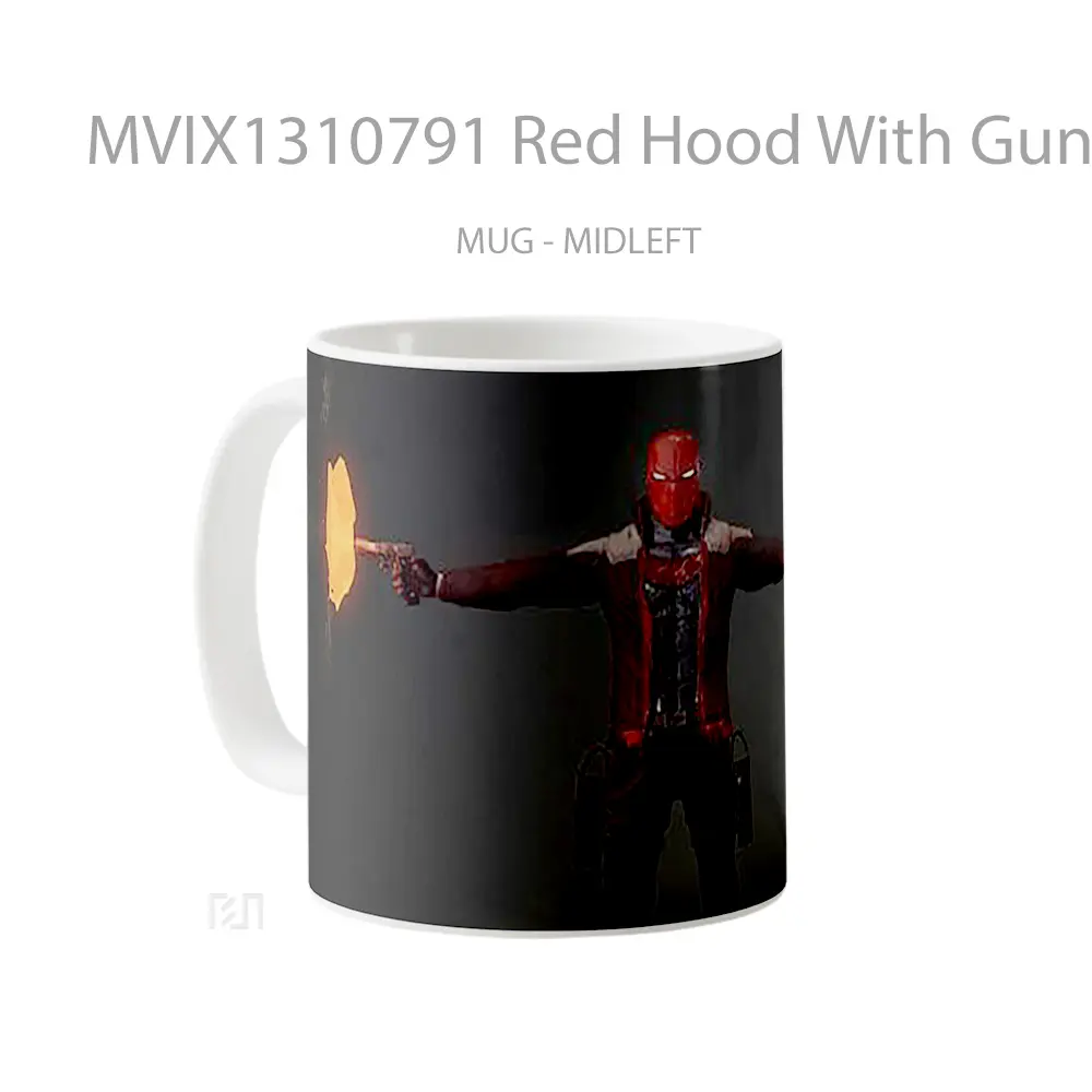 Mug Red Hood With Guns In Both Hands Gelas Superhero - All-side / Desain