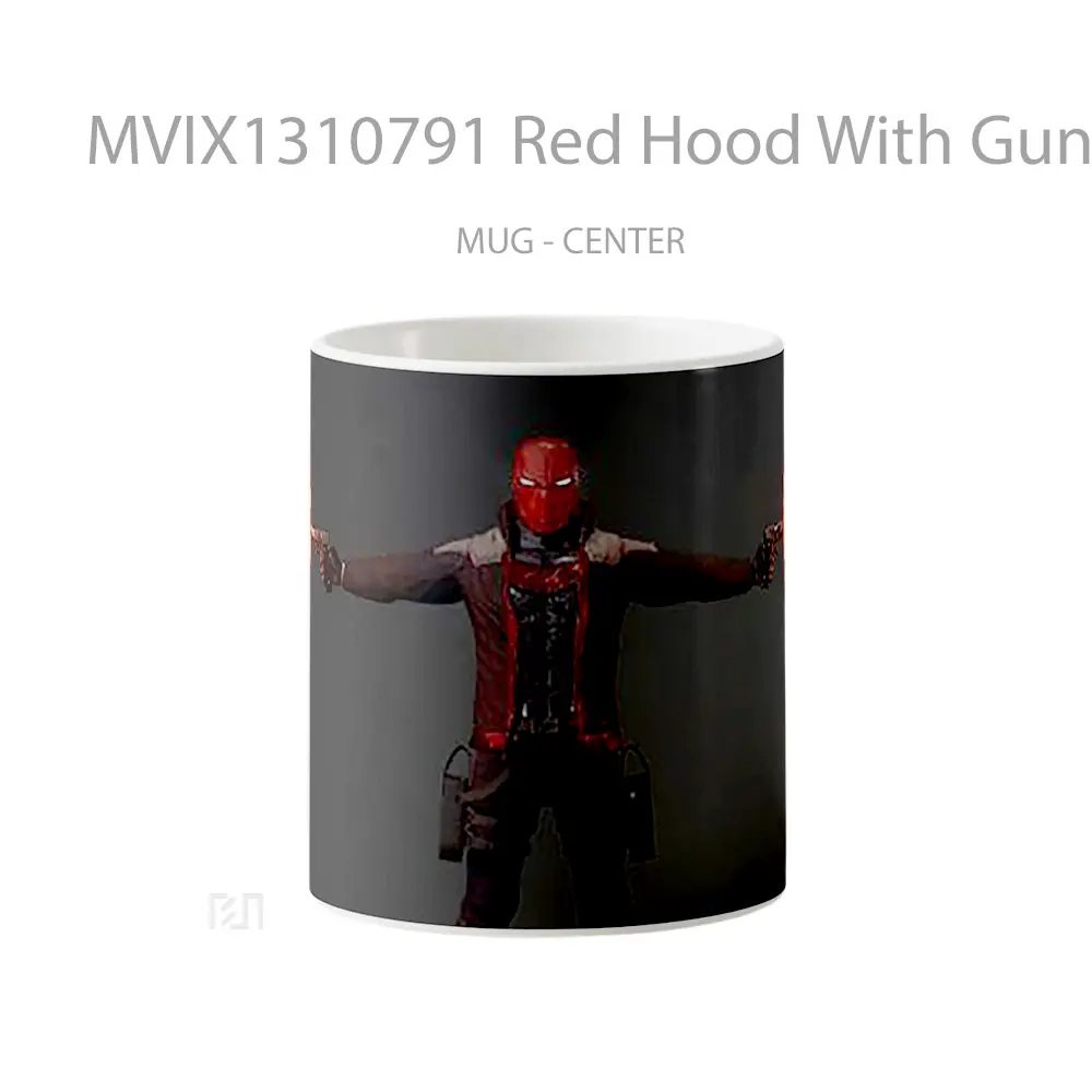 Mug Red Hood With Guns In Both Hands Gelas Superhero