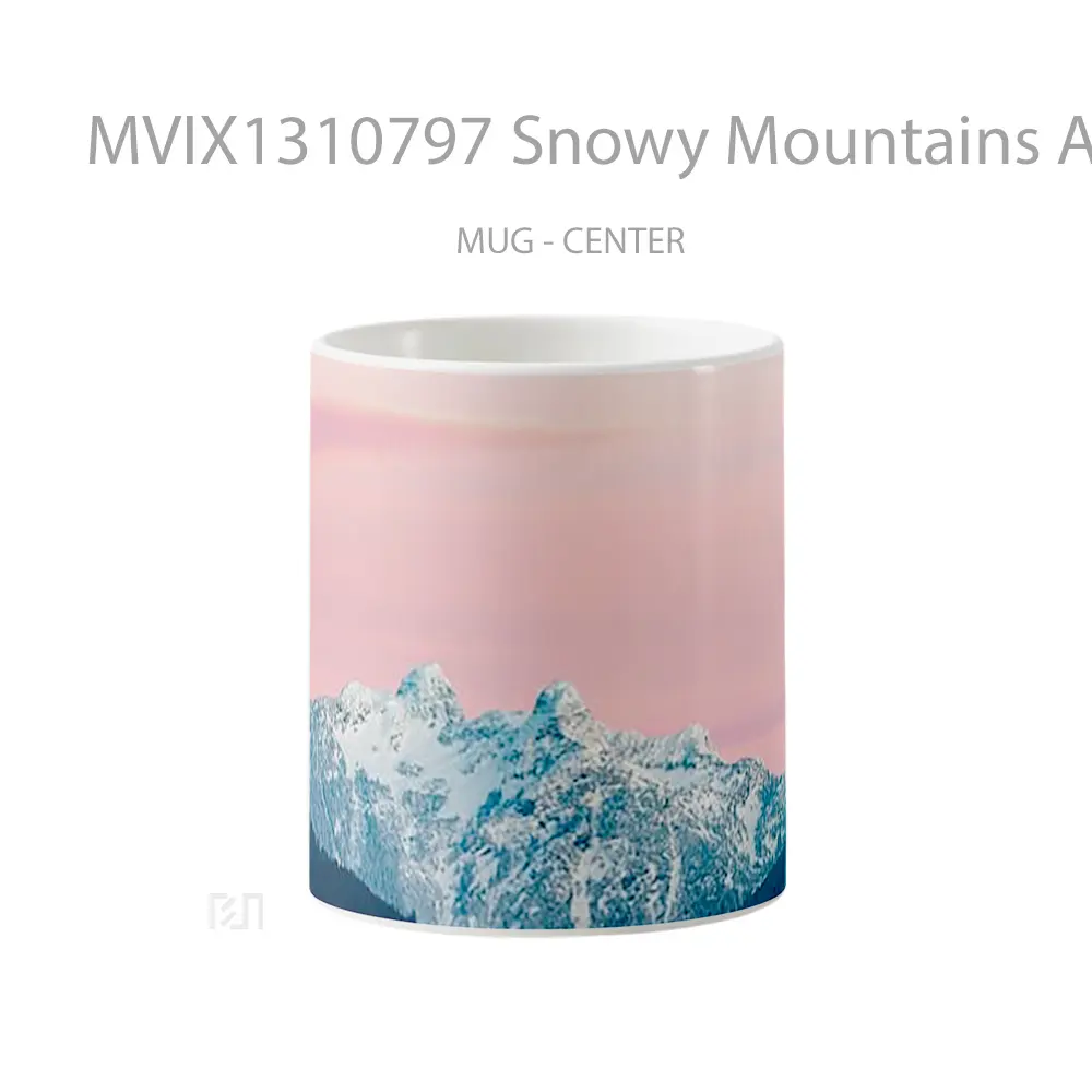 Mug Snowy Mountains At Sunset In Canada Gelas Pemandangan Alam