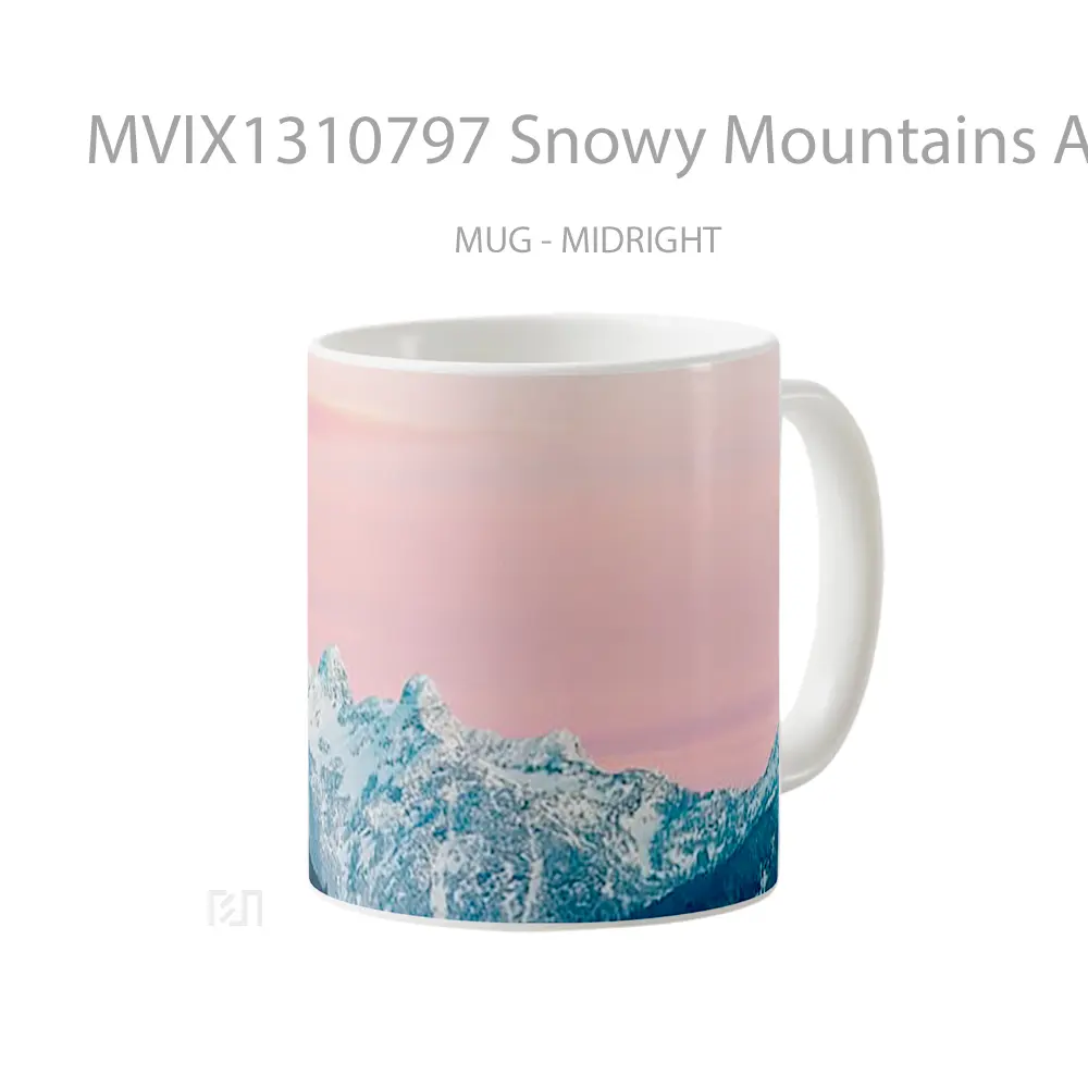 Mug Snowy Mountains At Sunset In Canada Gelas Pemandangan Alam - All-side / Desain