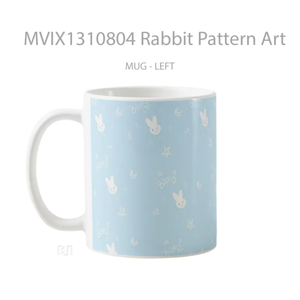 Mug Rabbit Pattern Art Gelas Hewan Lucu - All-side / Desain