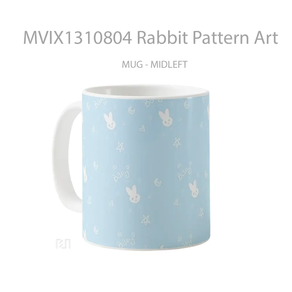 Mug Rabbit Pattern Art Gelas Hewan Lucu - All-side / Desain