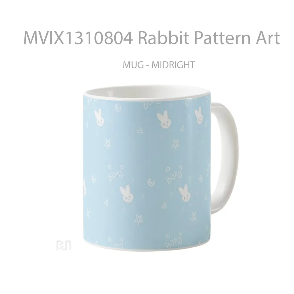 Mug Rabbit Pattern Art Gelas Hewan Lucu - All-side / Desain
