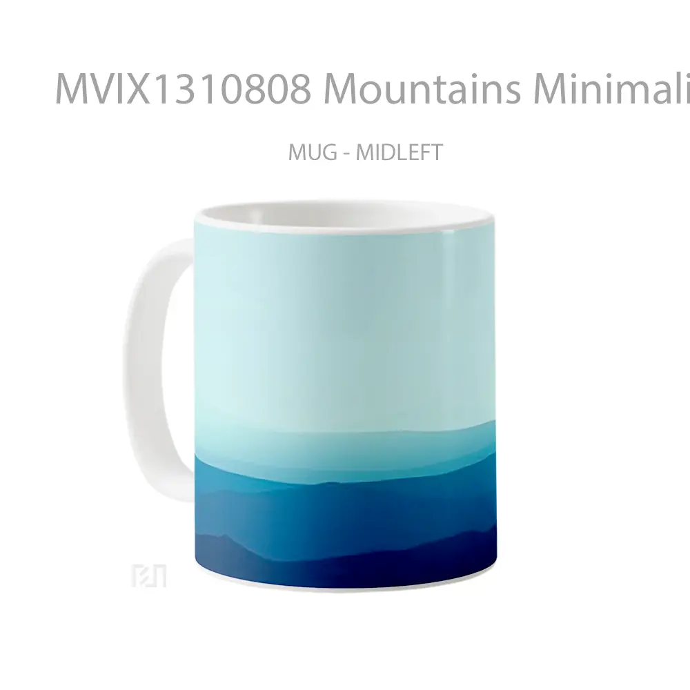 Mug Mountains Minimalist Gradient Blue Gelas Pemandangan Alam - All-side / Desain