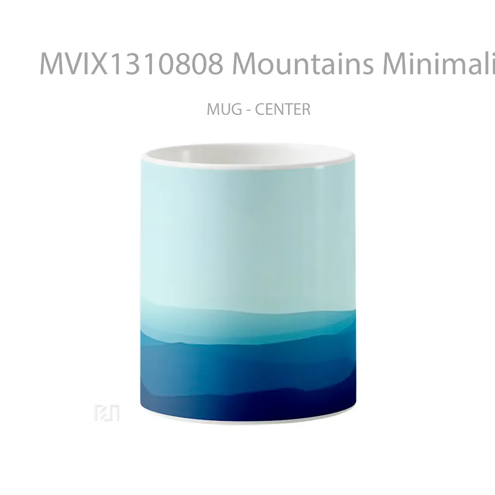 Mug Mountains Minimalist Gradient Blue Gelas Pemandangan Alam