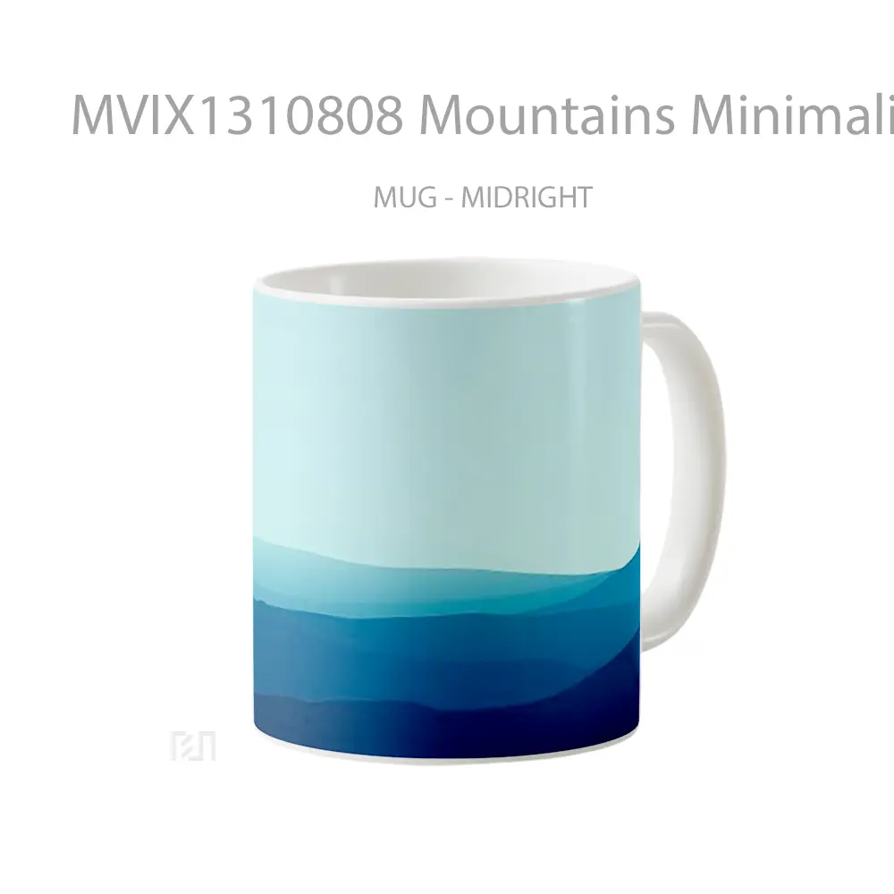 Mug Mountains Minimalist Gradient Blue Gelas Pemandangan Alam - All-side / Desain