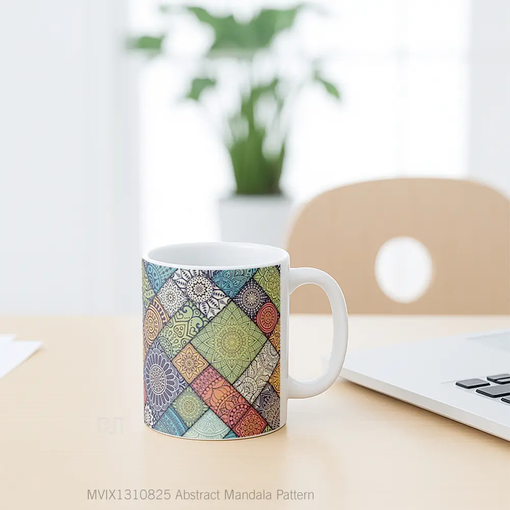 Mug Abstract Mandala Pattern Gelas Seni Modern - All-side / Desain