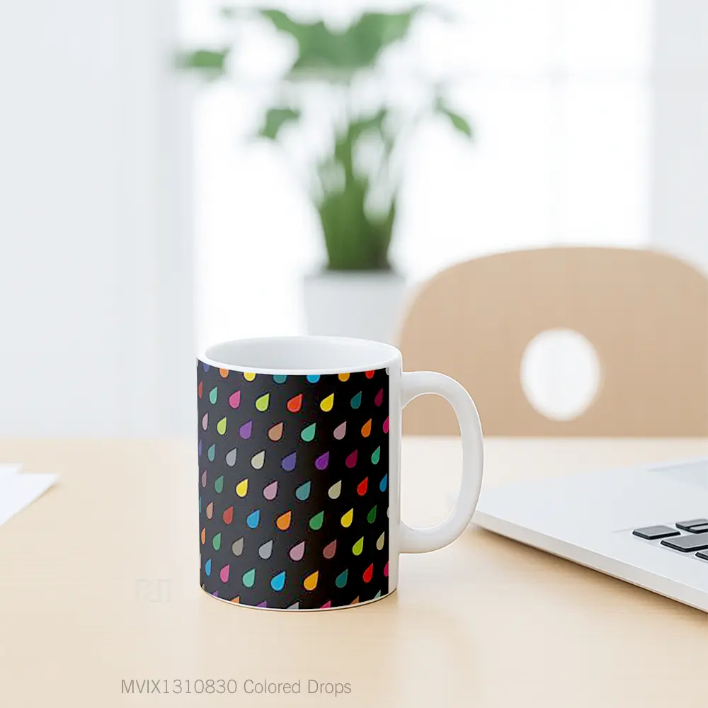 Mug Colored Drops Gelas Keramik Unik - All-side / Desain